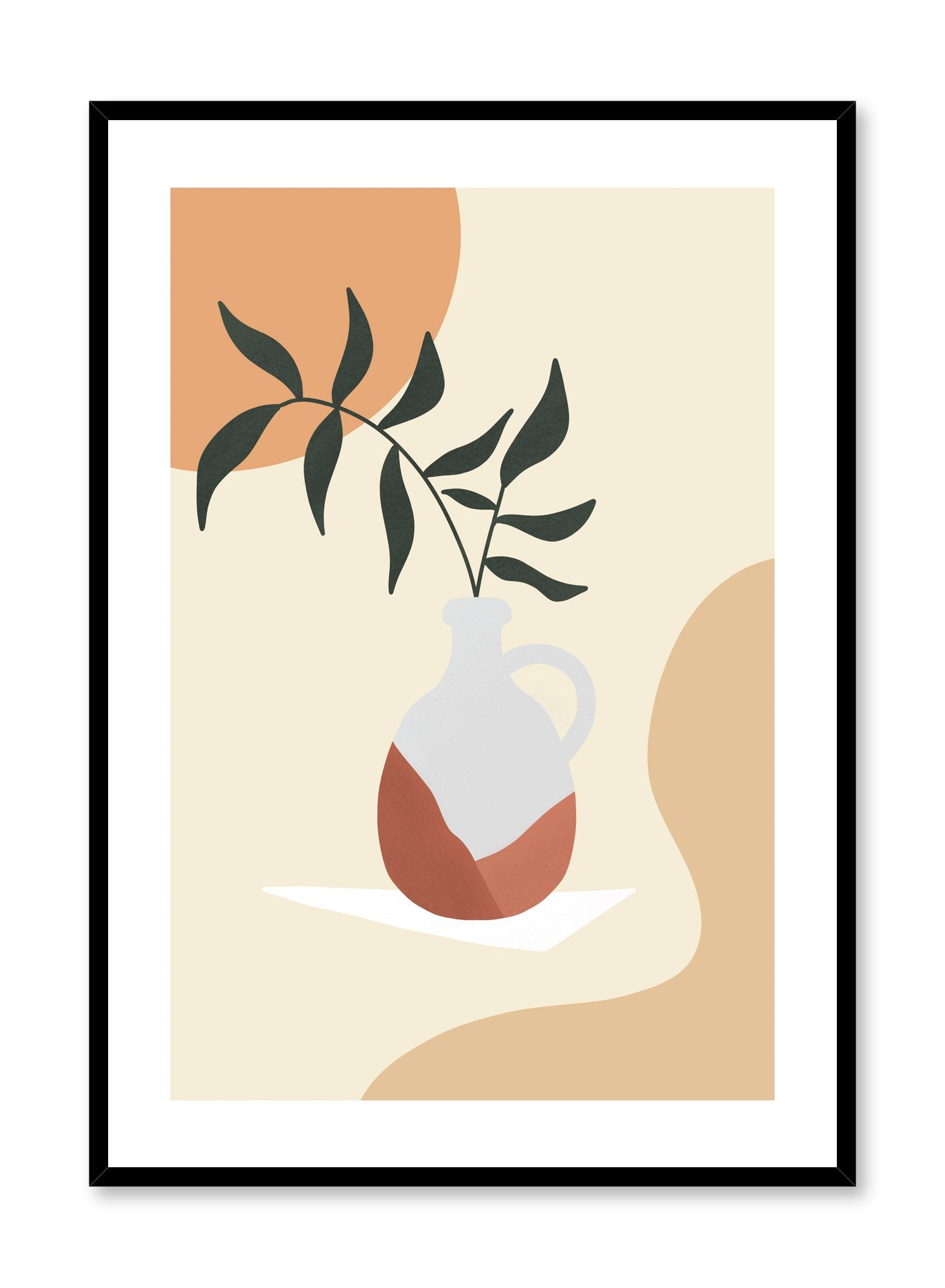 Mid-century modern illustration poster by Opposite Wall with leaves in vase