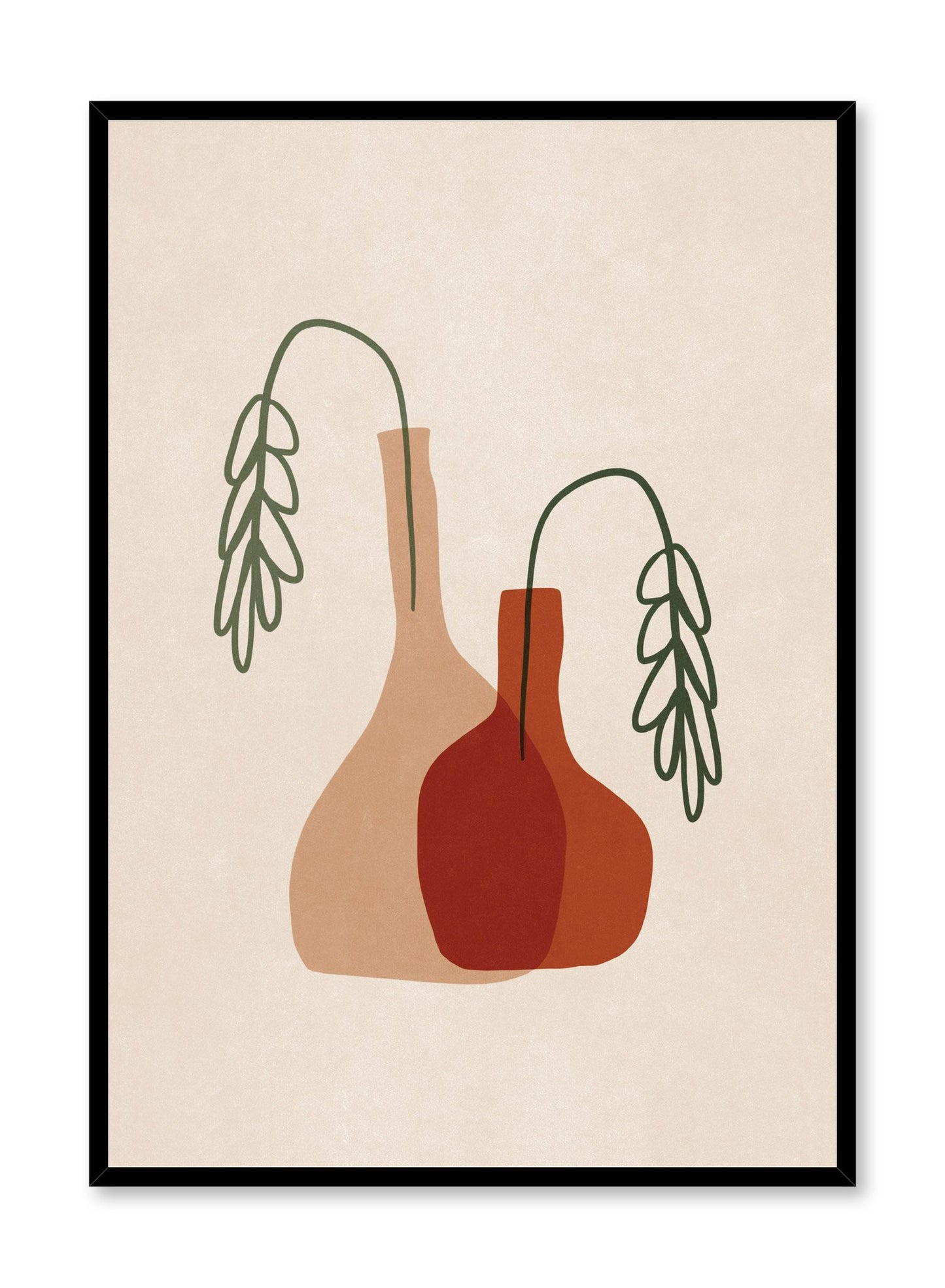 Modern minimalist illustration poster by Opposite Wall with vases and wilted leaves.