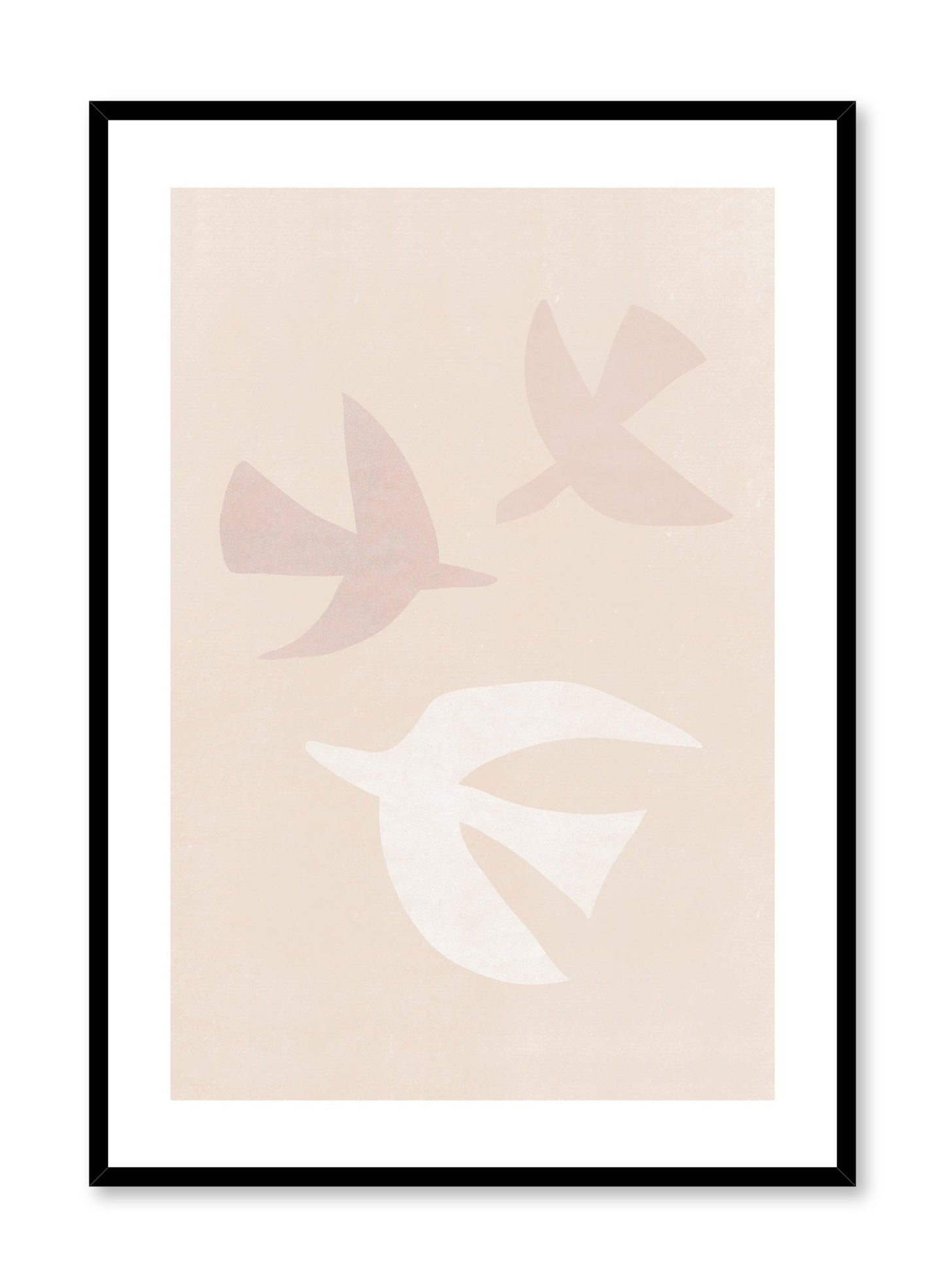 Modern minimalist illustration poster by Opposite Wall with trio of pastel birds