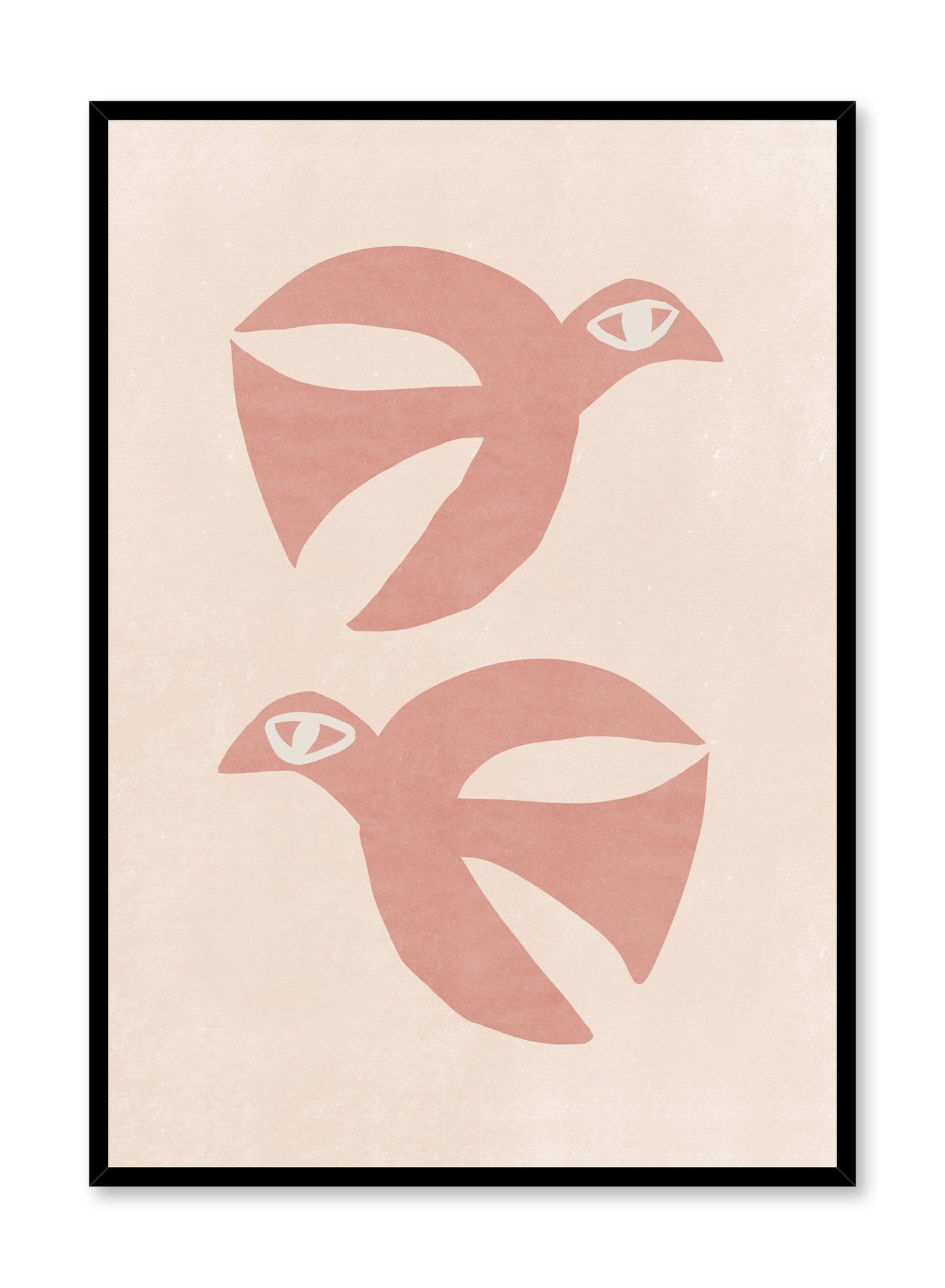 Modern minimalist illustration poster by Opposite Wall with pink birds