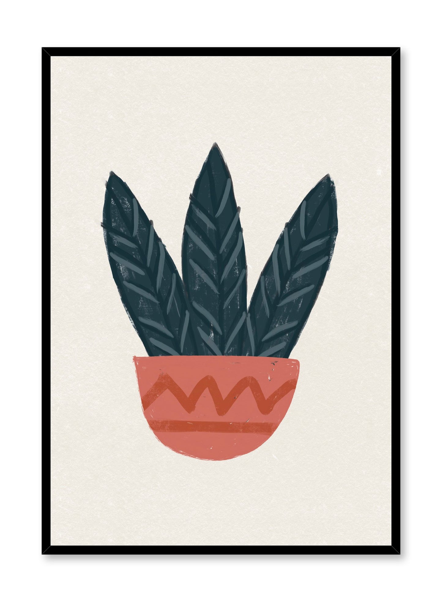 Modern minimalist illustration poster by Opposite Wall with terracotta planter and leaves