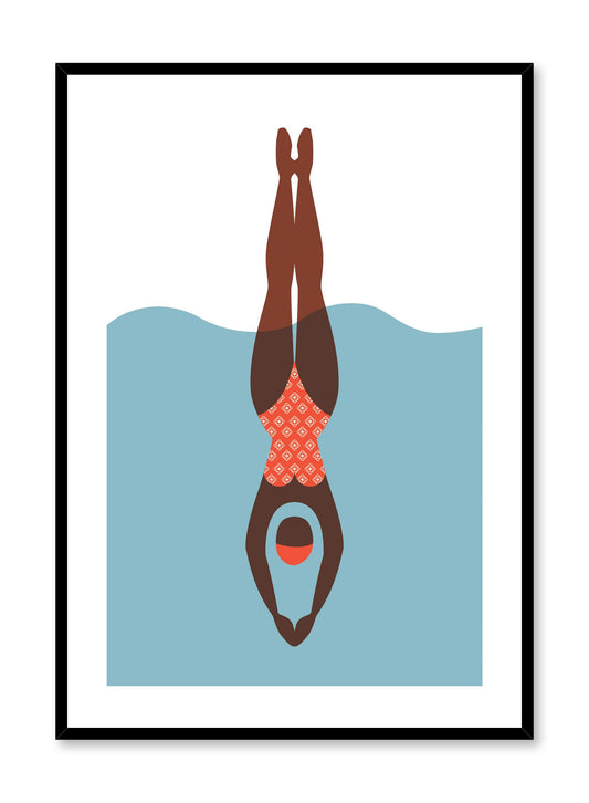 Mid-century modern illustration poster by Opposite Wall with person diving into water