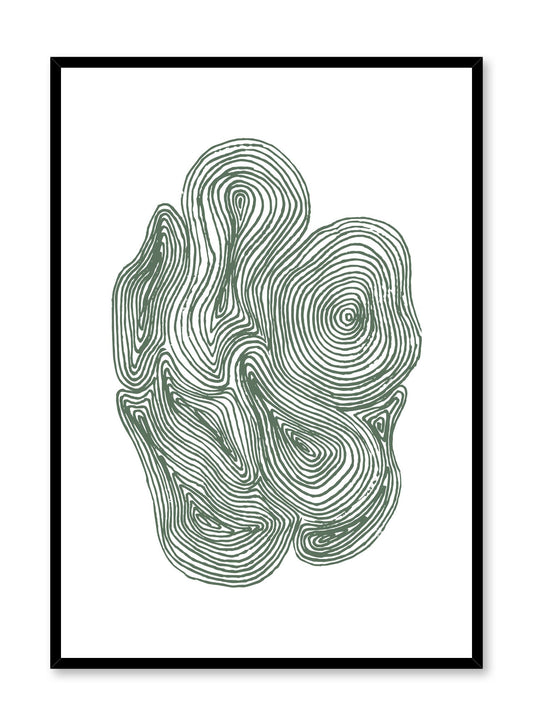 Modern minimalist abstract artwork by Opposite Wall with Cluster of Swirls in Green