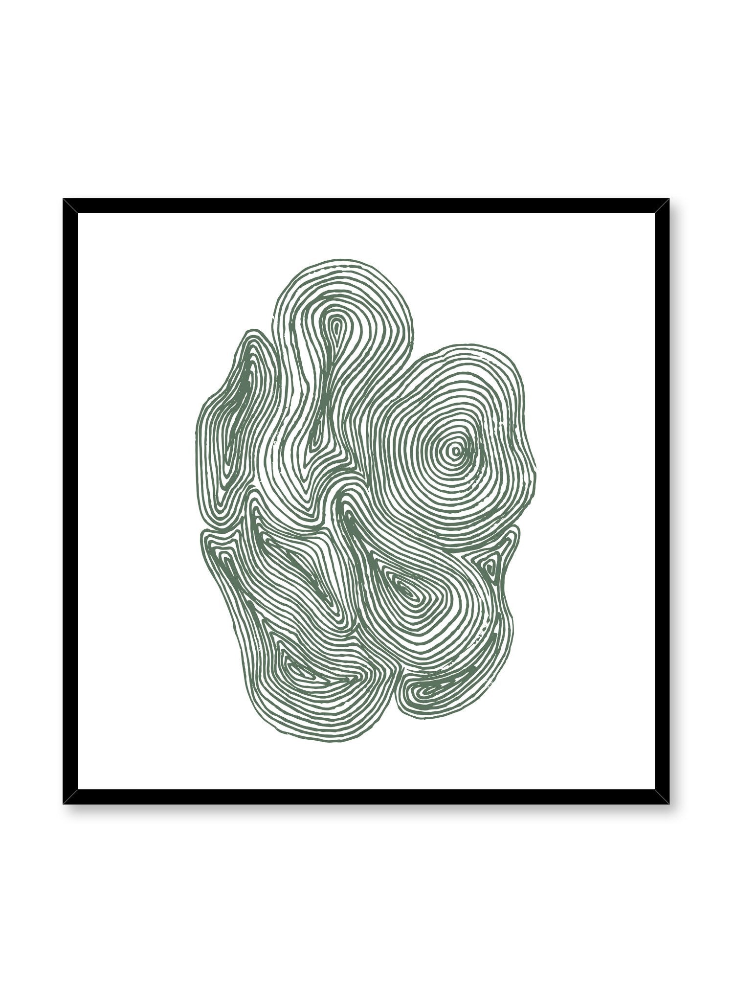 Modern minimalist abstract artwork by Opposite Wall with Cluster of Swirls in Green