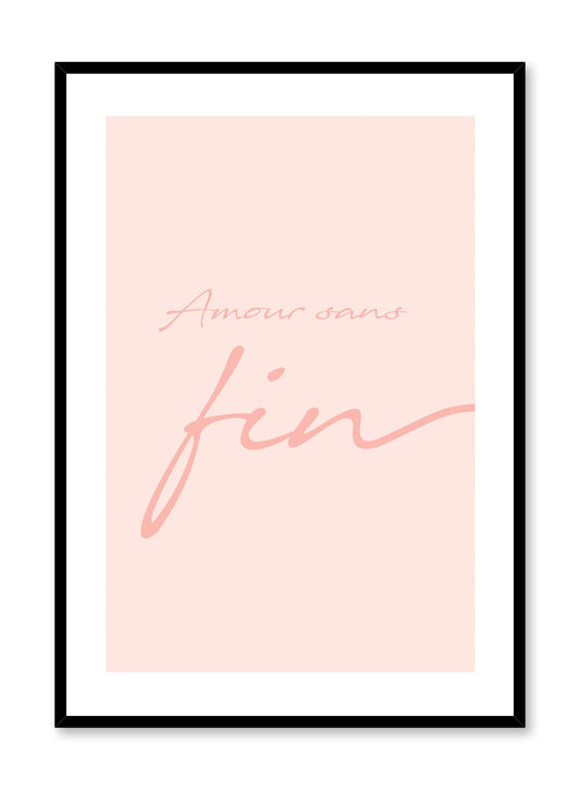 Modern minimalist typography poster by Opposite Wall with Amour Sand Fin french quote in pink