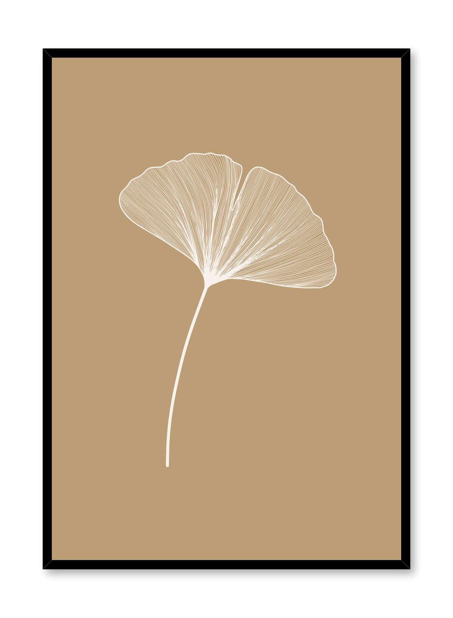 Modern minimalist botanical illustration poster by Opposite Wall with Ginkgo Leaf