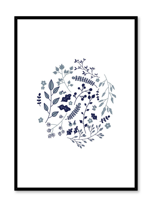 Modern minimalist botanical illustration poster by Opposite Wall with blue plants