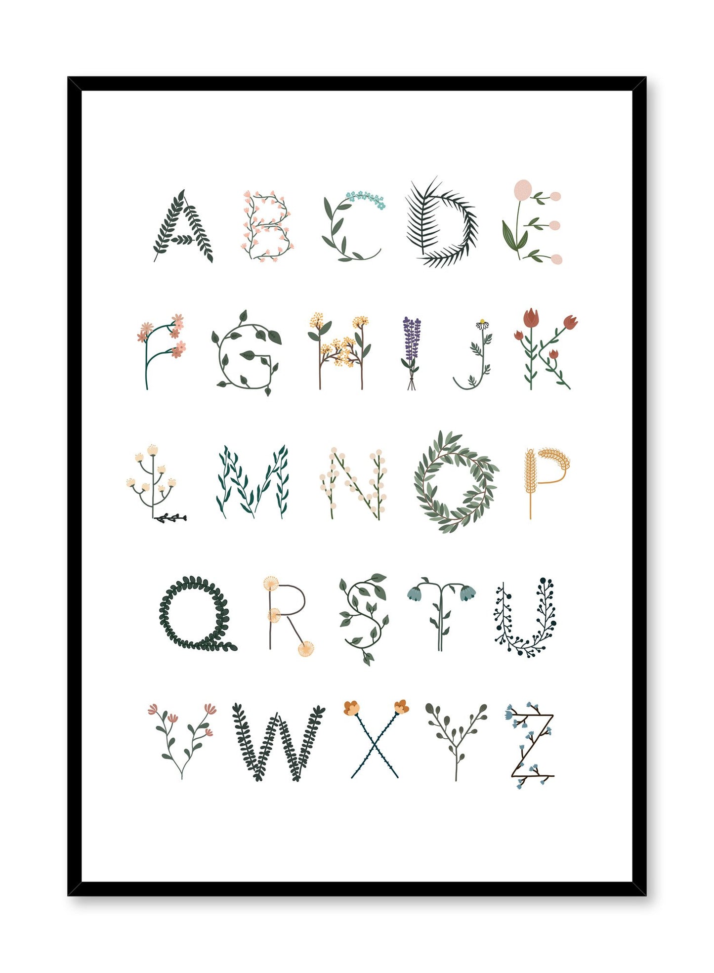 Modern minimalist typography poster by Opposite Wall with Alphabet in Flowers
