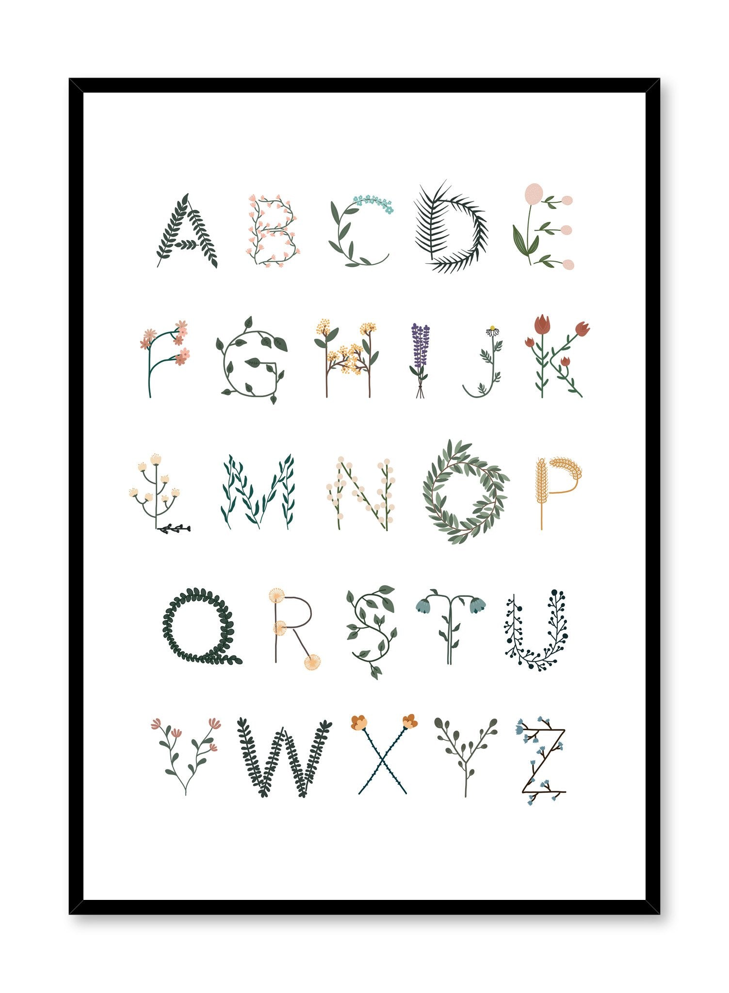 Modern minimalist typography poster by Opposite Wall with Alphabet in Flowers