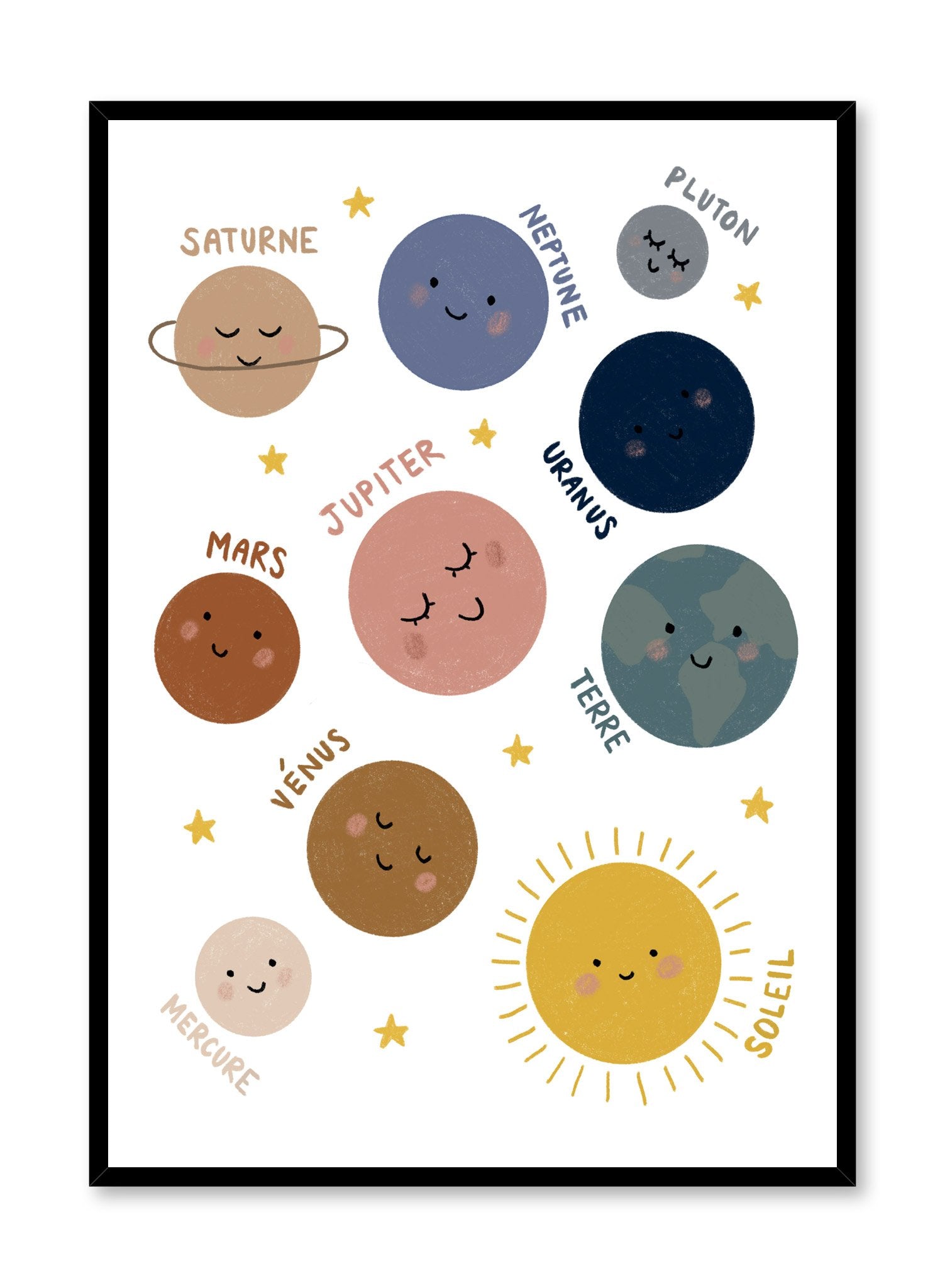Kids nursery poster by Opposite Wall with solar system planets in French