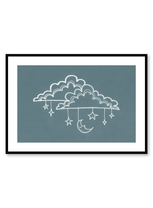 Kids nursery illustration poster by Opposite Wall with sleepy clouds