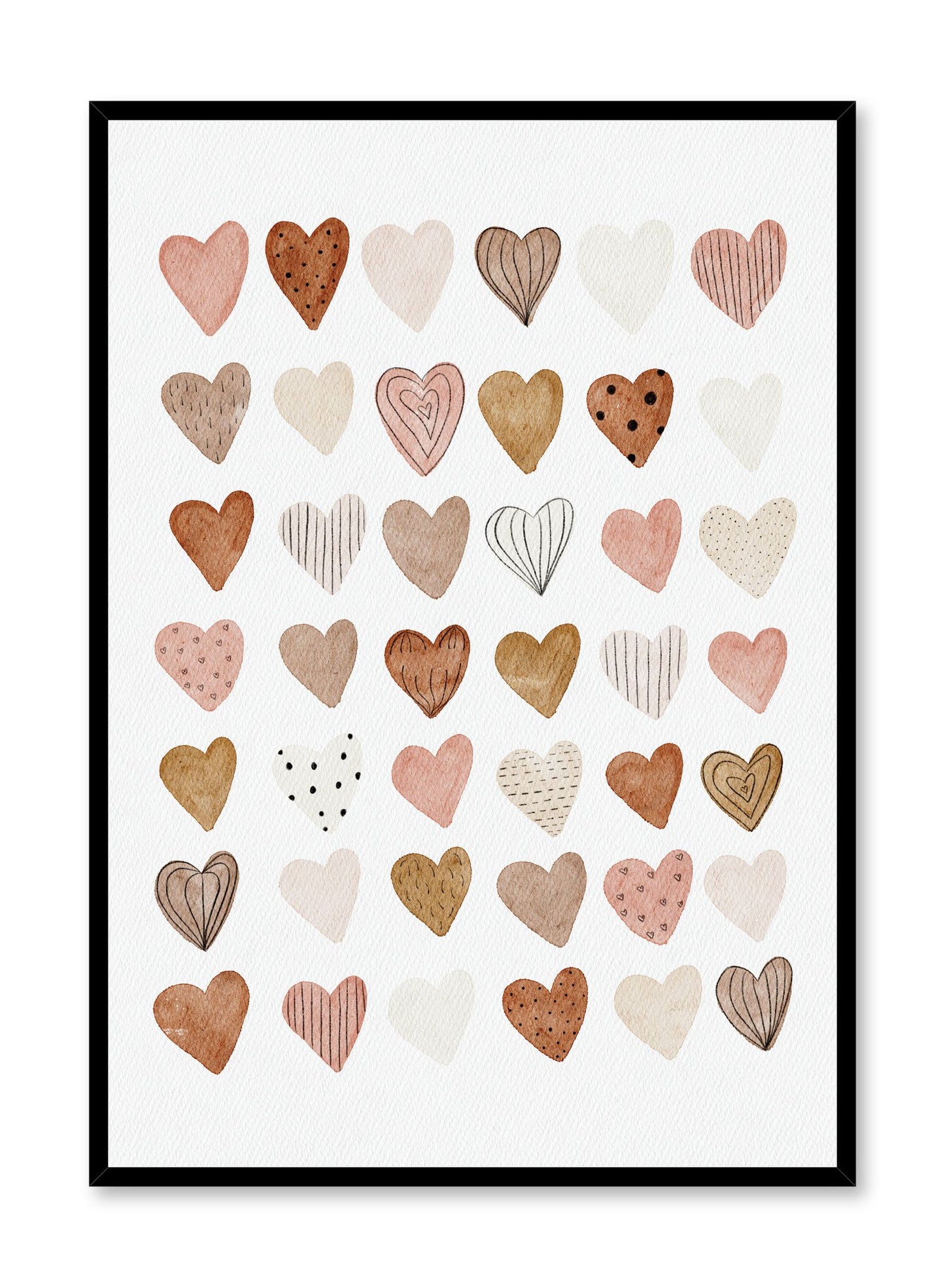 Kids nursery poster by Opposite Wall with watercolour hearts