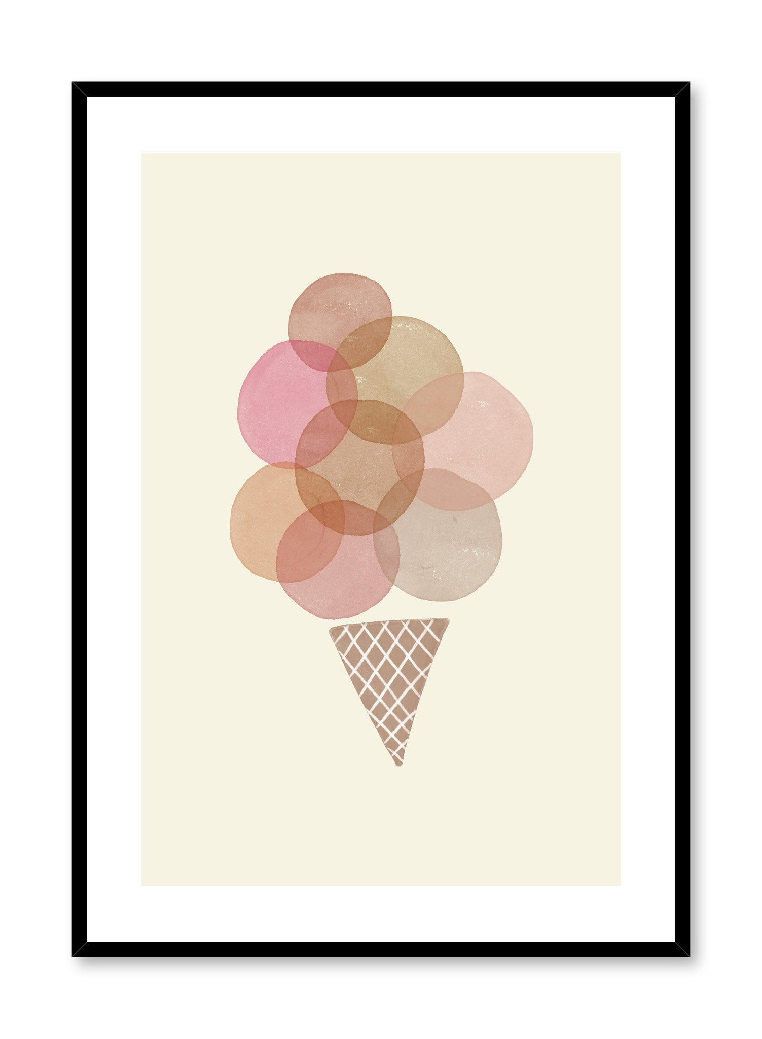 Kids nursery poster by Opposite Wall with watercolour illustration of ice cream cone