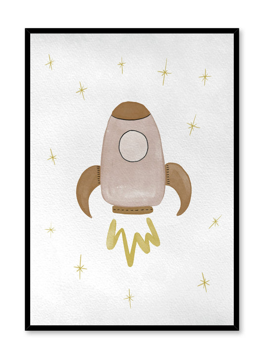 Kids nursery illustration poster by Opposite Wall with spaceship rocket