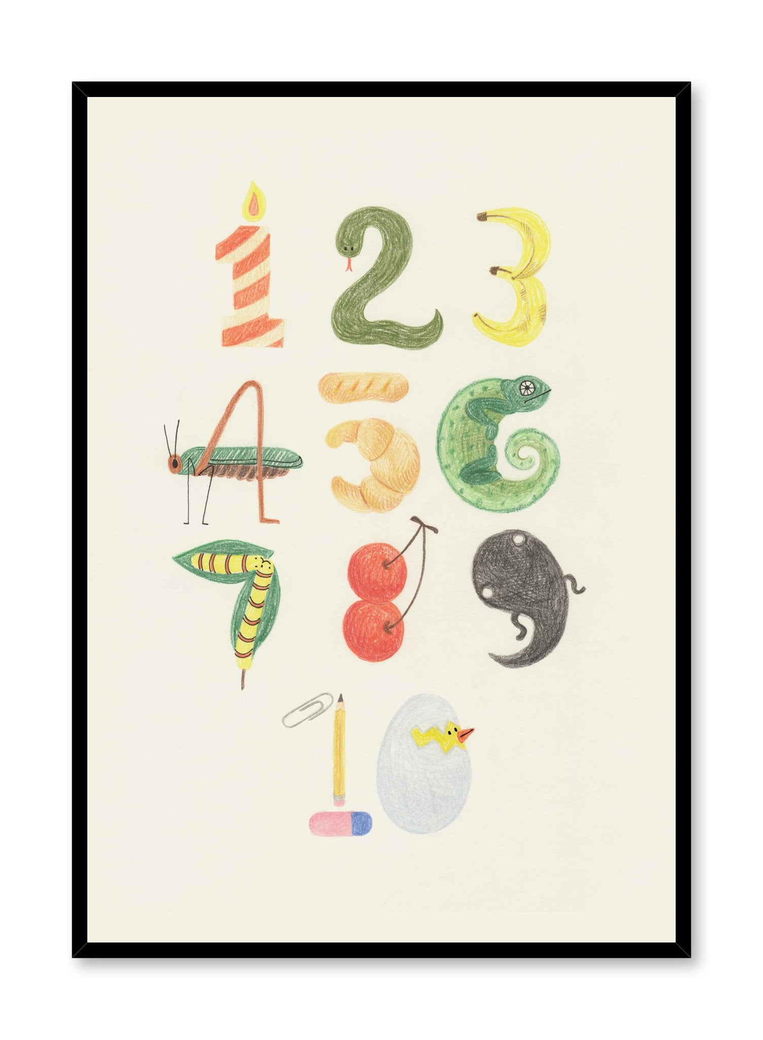 Kids nursery poster by Opposite Wall with numbers in nature drawing