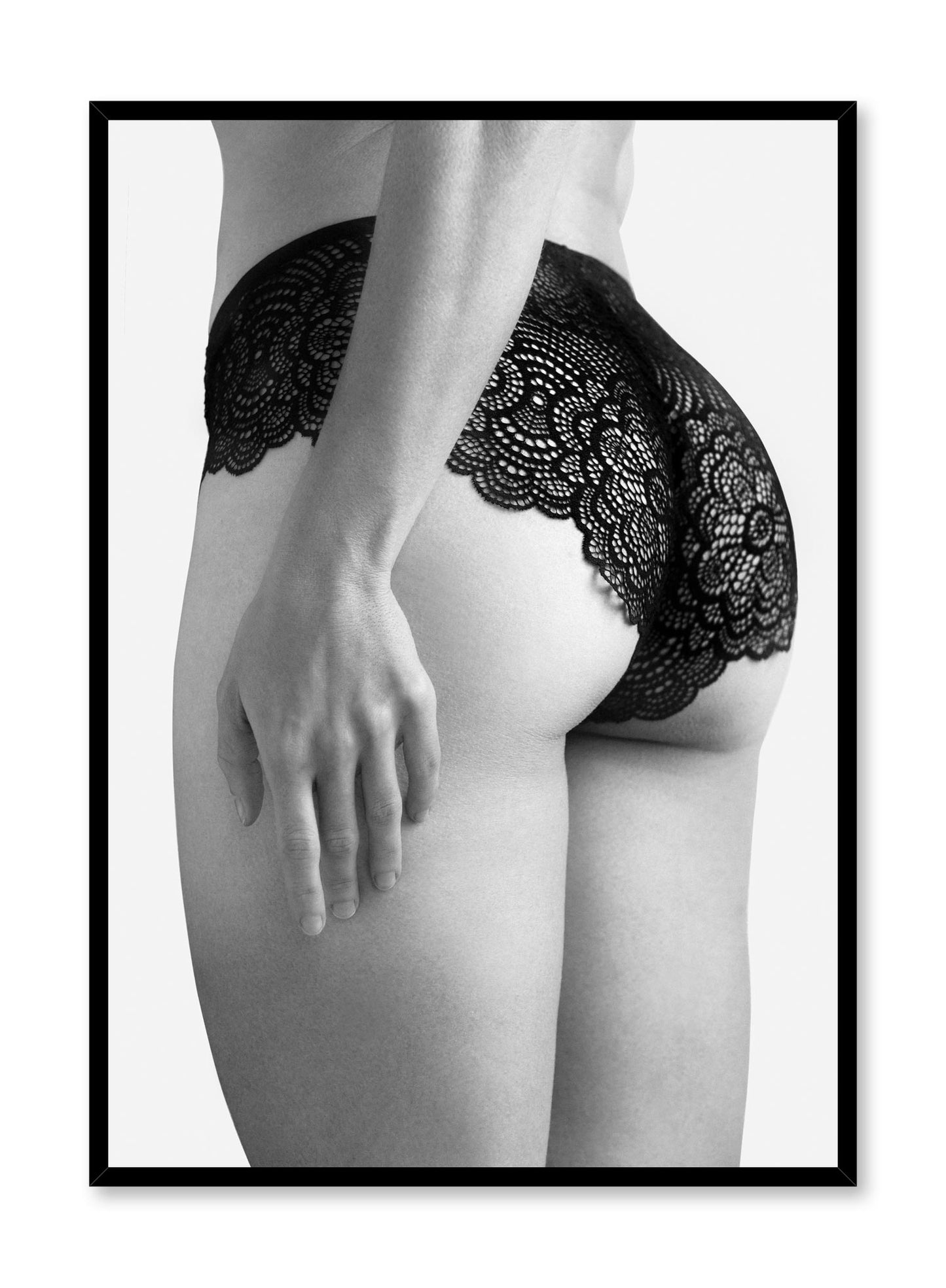 Black and white fashion photography poster by Opposite Wall with woman posterior in lacy underwear
