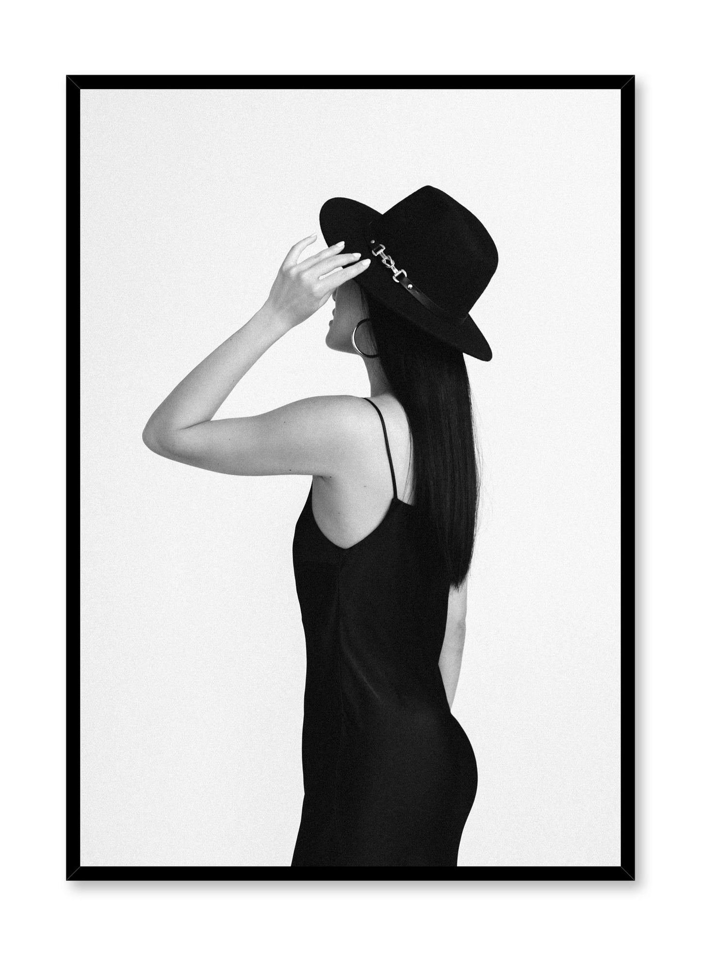 Black and white fashion photography poster by Opposite Wall with woman in fashionable outfit