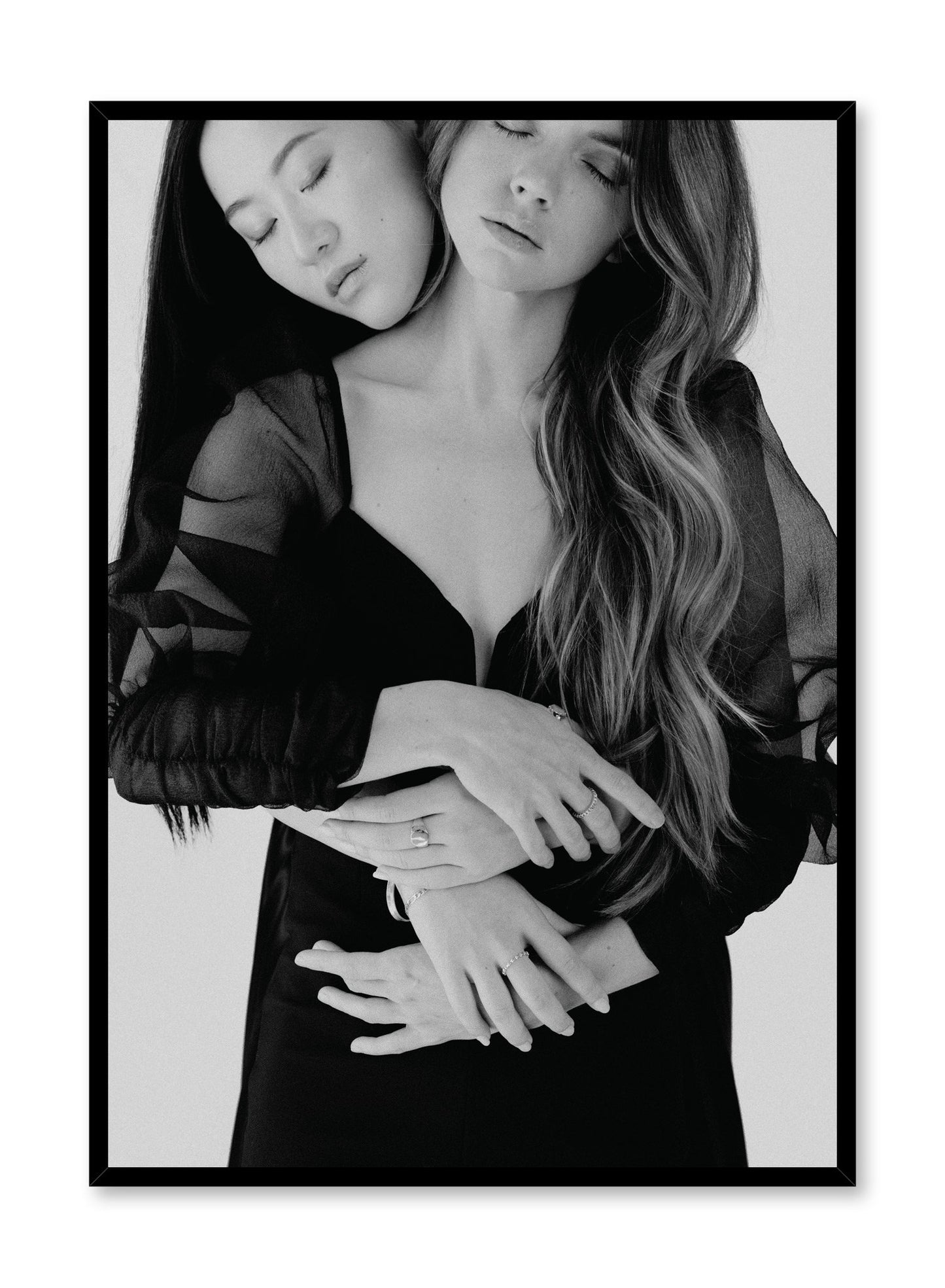 Black and white fashion photography poster by Opposite Wall with women embracing