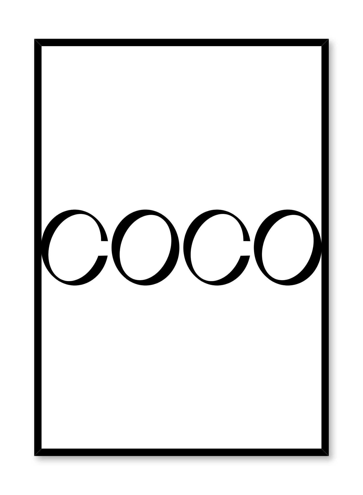 Typography poster by Opposite Wall with quote "coco" for Coco Chanel