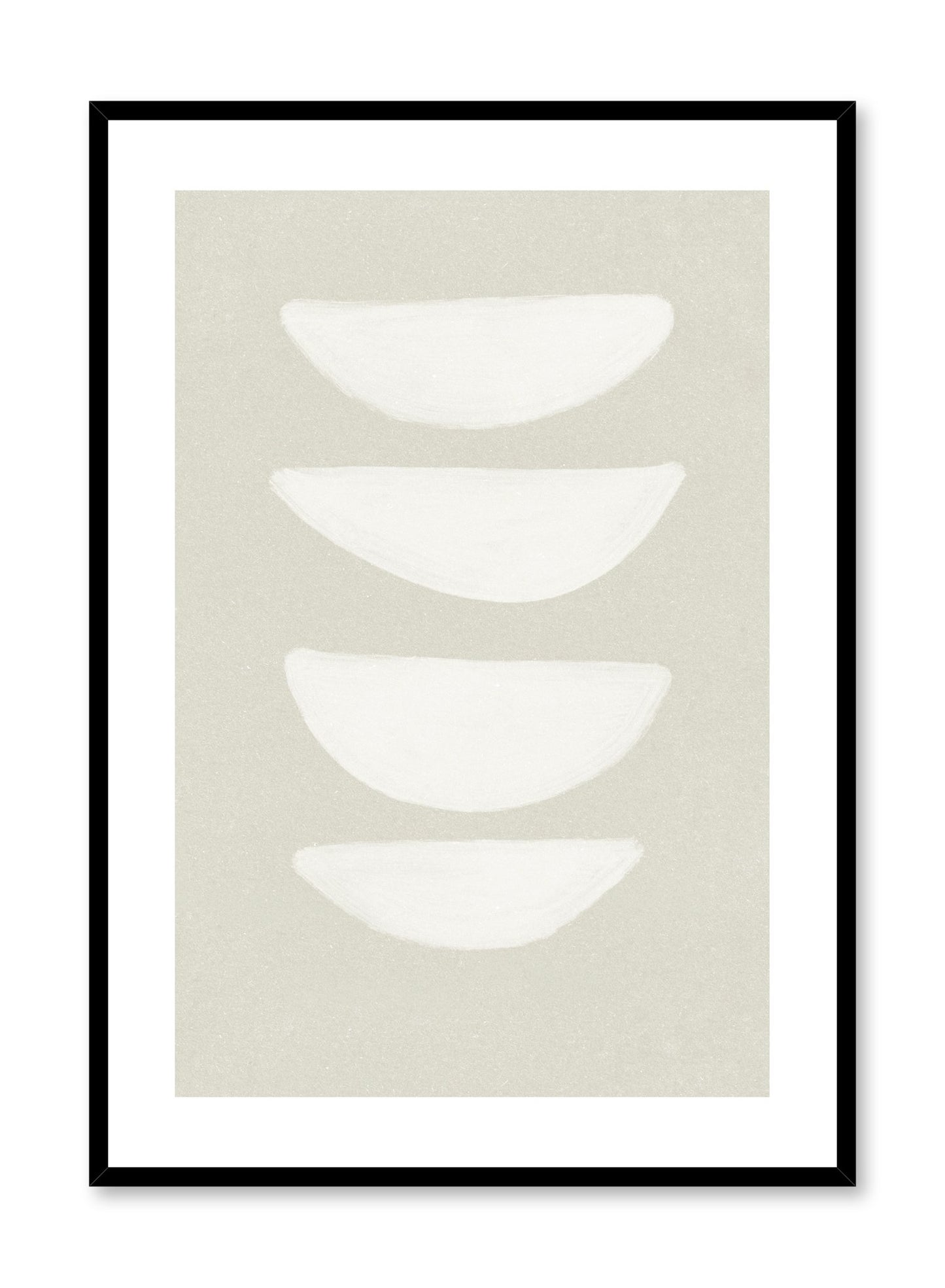 Modern abstract illustration poster by Opposite Wall with stacked bowl shapes on beige by Toffie Affichiste