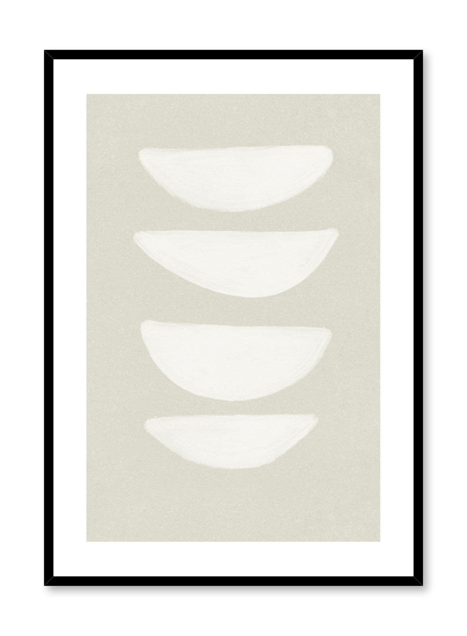 Modern abstract illustration poster by Opposite Wall with stacked bowl shapes on beige by Toffie Affichiste