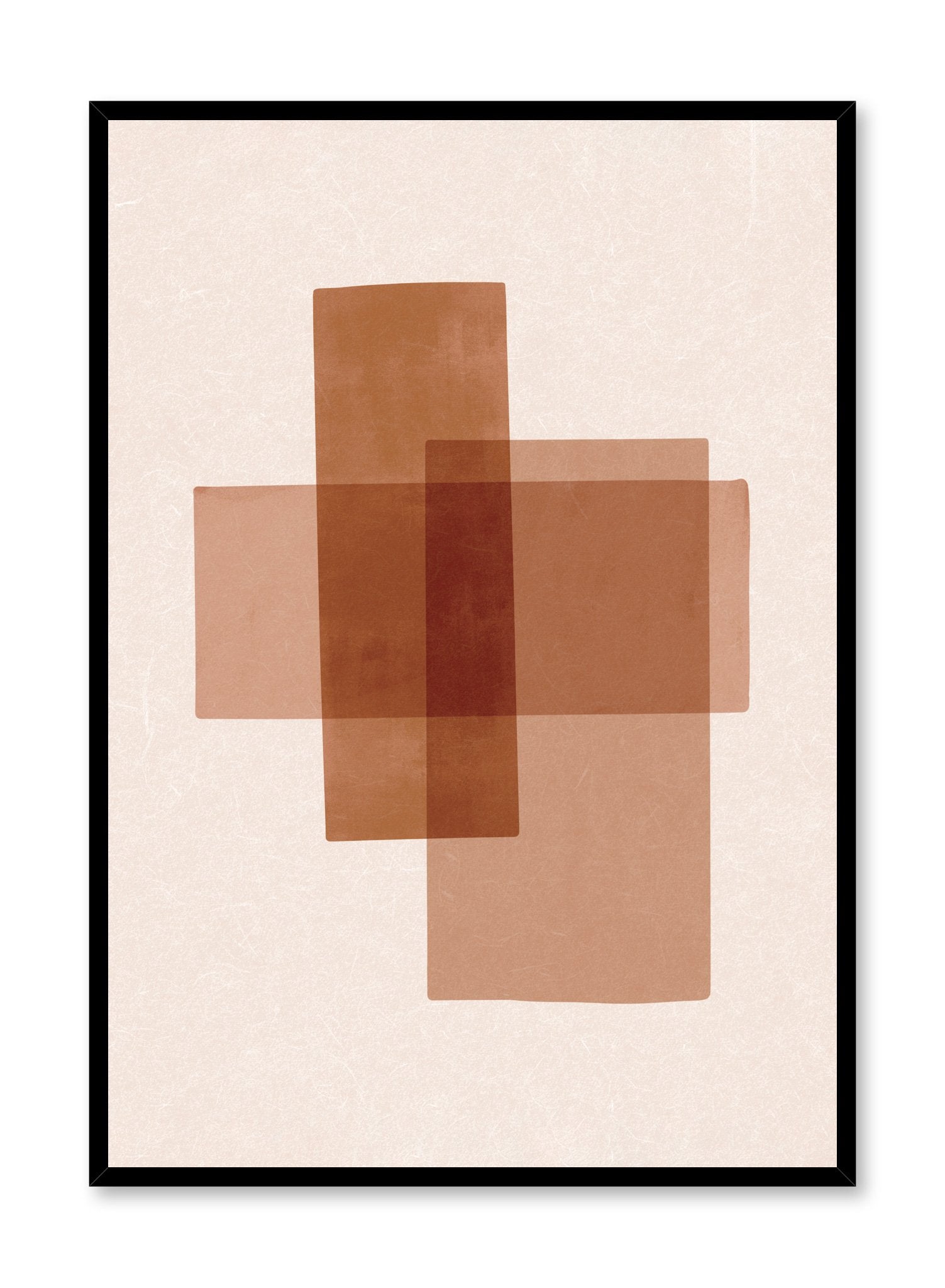 Modern abstract poster by Opposite Wall with overlapping rectangles in brown by Toffie Affichiste