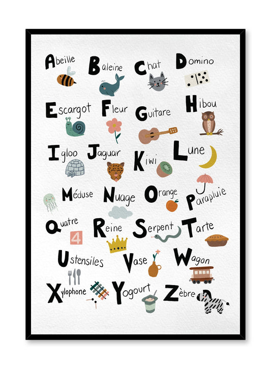 Kids nursery poster by Opposite Wall with Alphabet in French illustrations