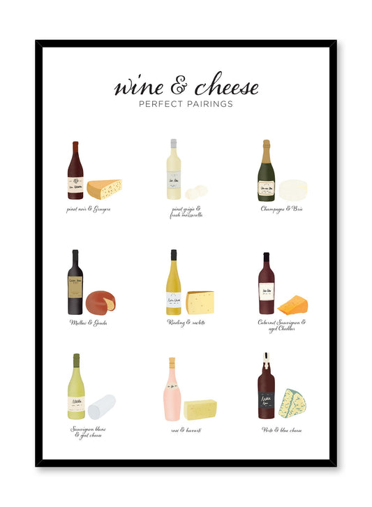 Wine & Cheese Pairings is an illustrated wine and cheese poster guide by Opposite Wall.