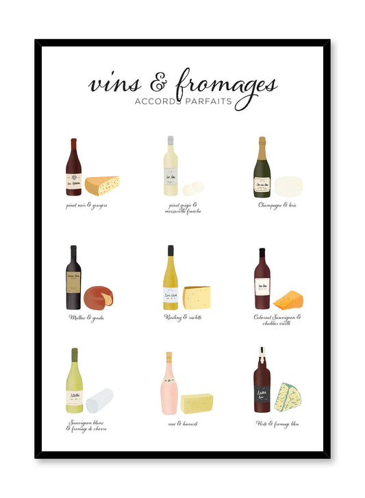 Wine & Cheese Pairings in French is an illustrated wine and cheese poster guide by Opposite Wall.