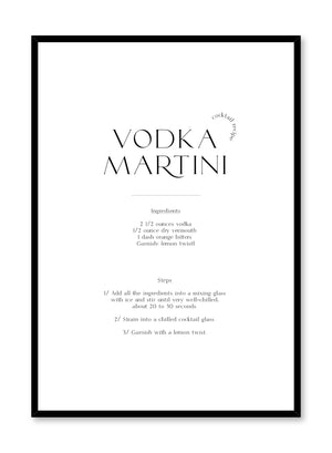 Vodka Martini is a cocktail recipe typography poster by Opposite Wall.
