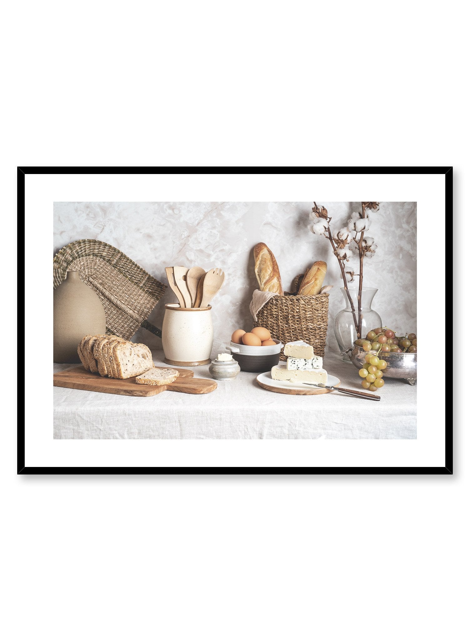 Ode to Carbs is a food still life photography poster with bread, butter and cheese by Opposite Wall. 