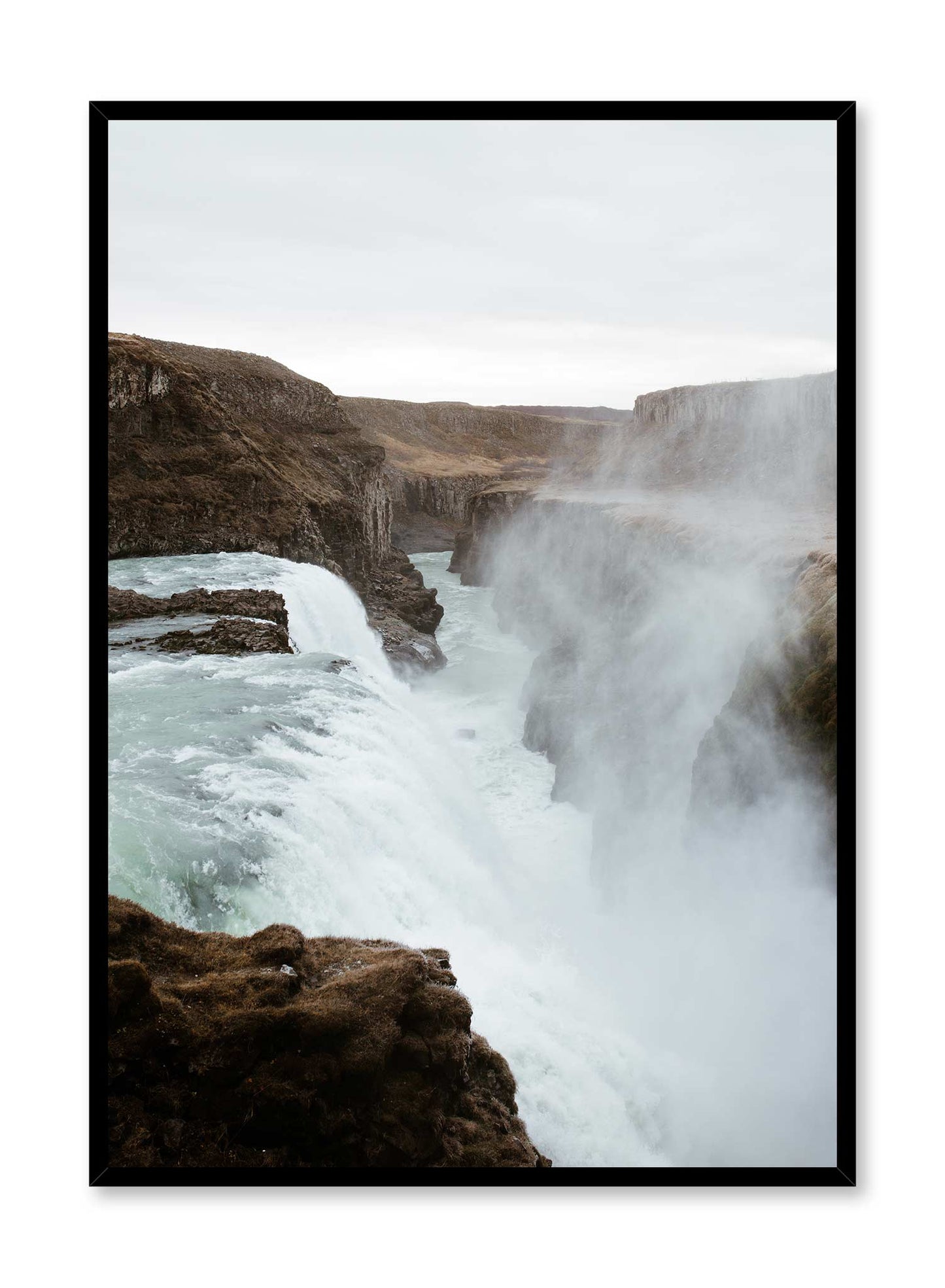 Scandinavian Waterfall' is a landscape photography poster by Opposite Wall of beautiful waterfalls in Iceland.
