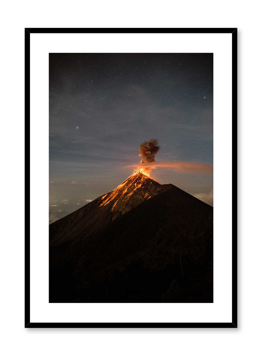 Grandiose Eruption' is a rare landscape photography poster by Opposite Wall of an erupting volcano in Guatemala.