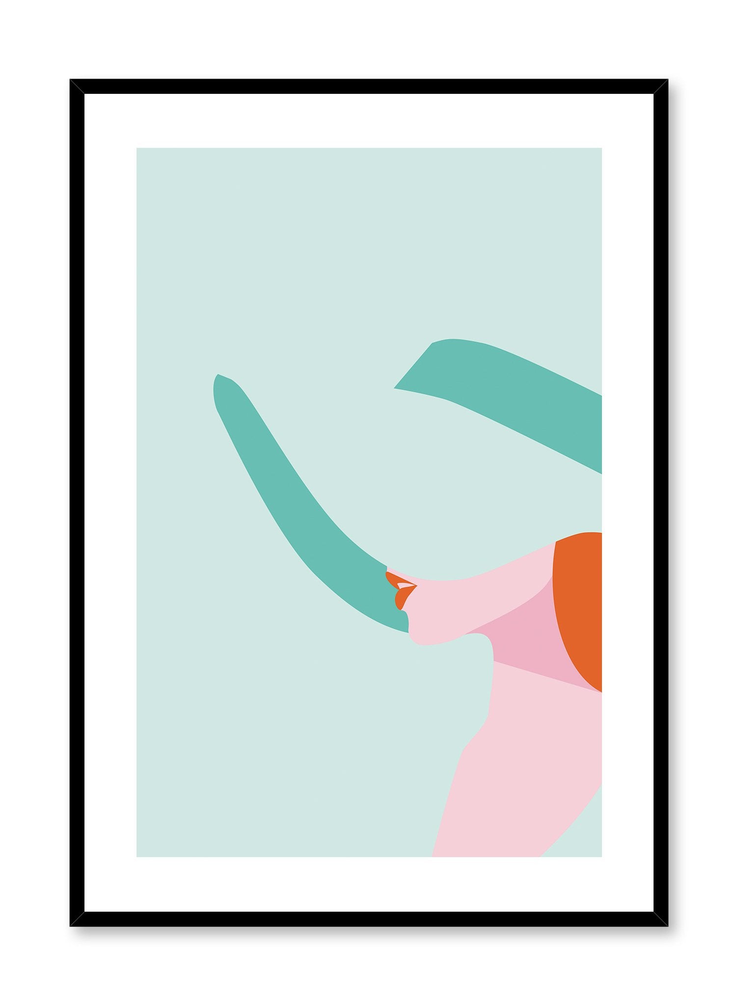 Shady Lady is a minimalist illustration poster of a glamorous woman with a large sunhat by Opposite Wall.
