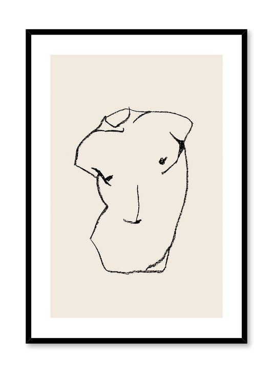 Statuesque is a line art illustration of a chiseled man's chest resembling a statue by Opposite Wall.