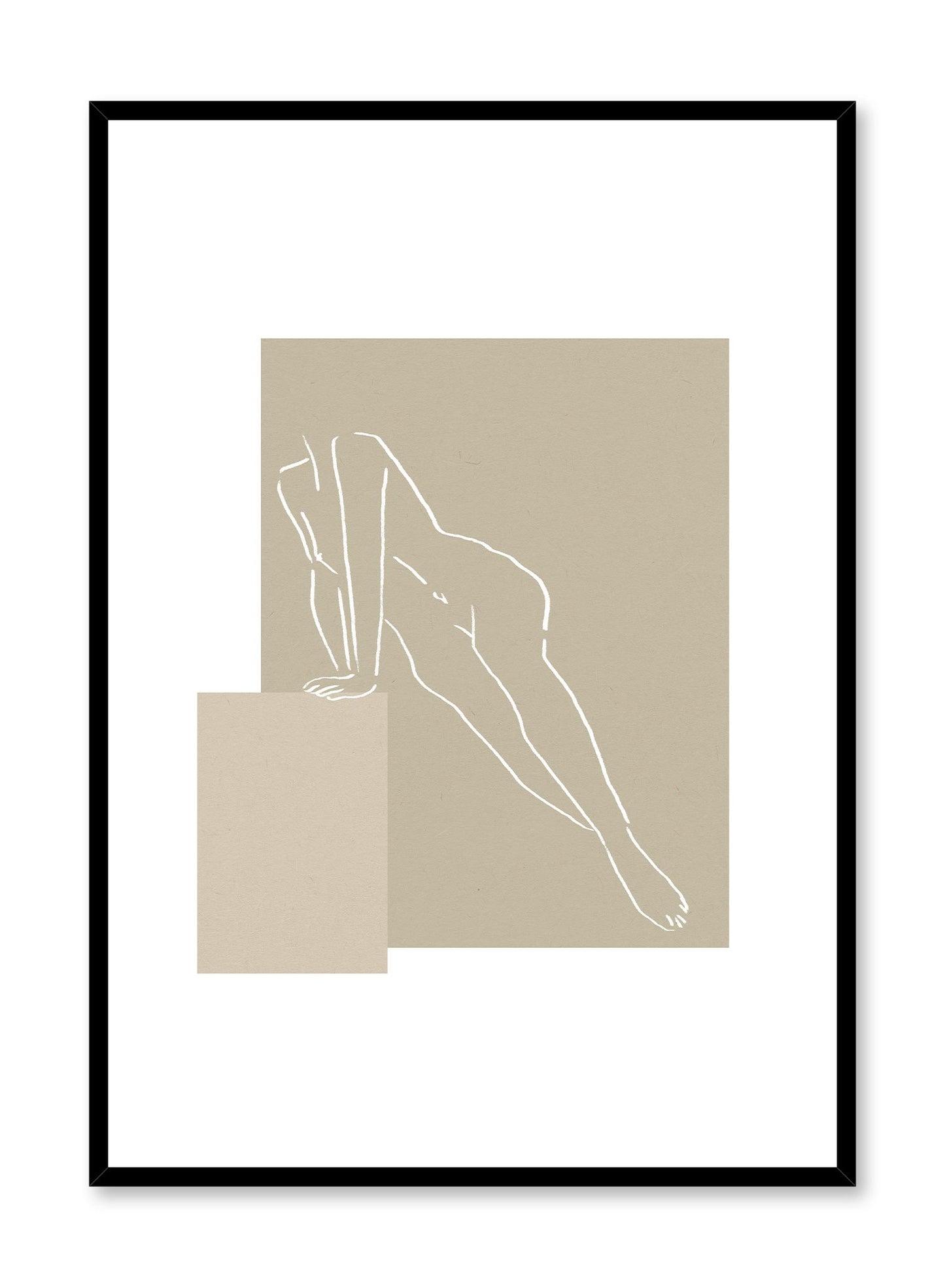 Stepping Stone is a line art illustration of a naked woman leaning on a rectangular box by Opposite Wall.