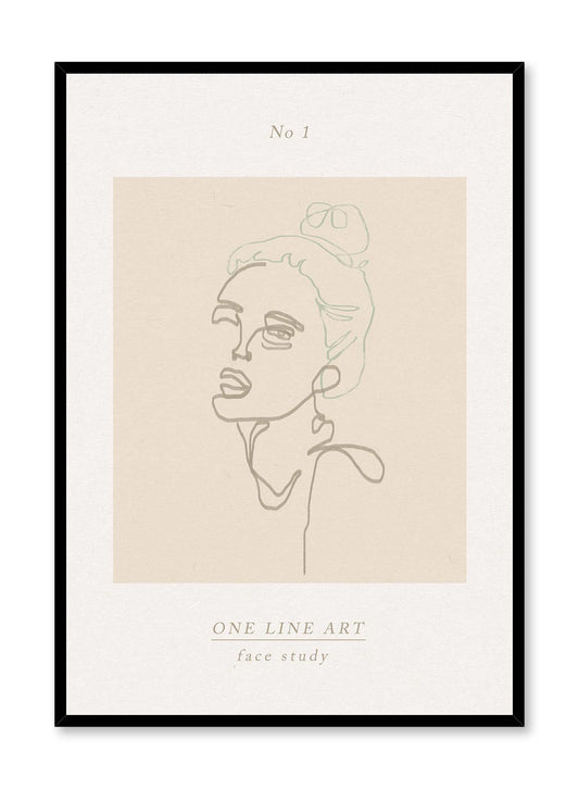 Wink is a line art illustration of a woman in a bun winking at the observer by Opposite Wall.