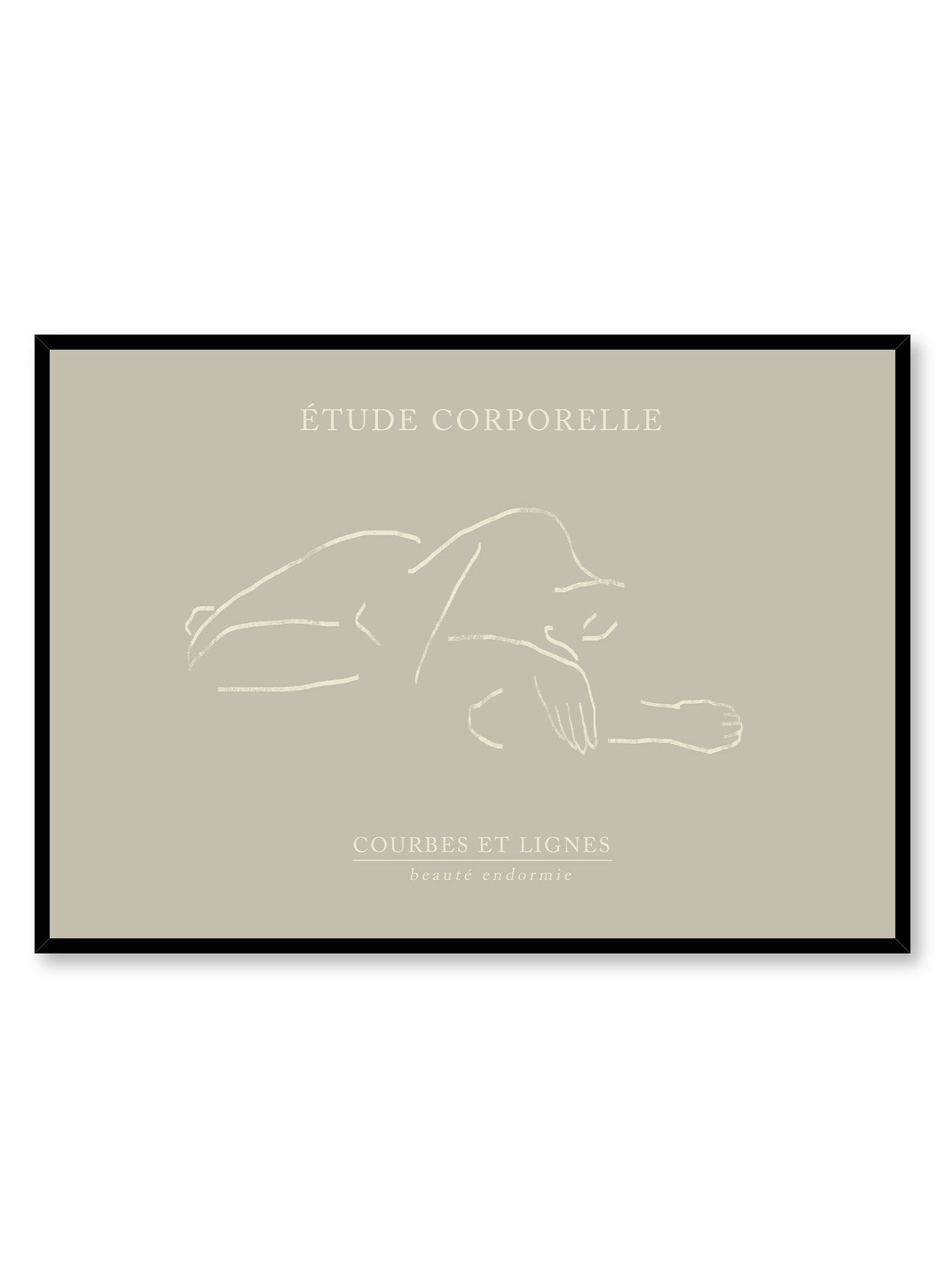 Inward is a line art illustration of the silhouette of a woman sleeping by Opposite Wall.