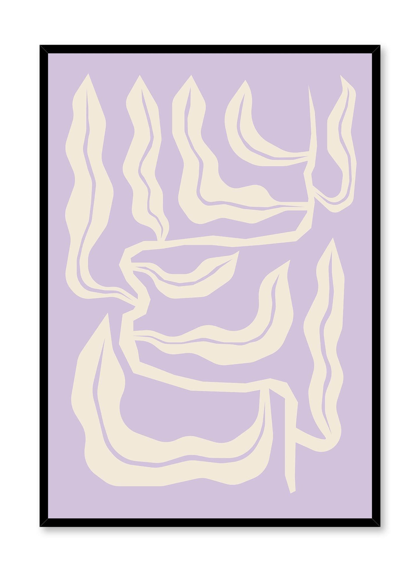 Lavender Lane is a vector abstract illustration of of beige leaves on a lavender background by Opposite Wall.