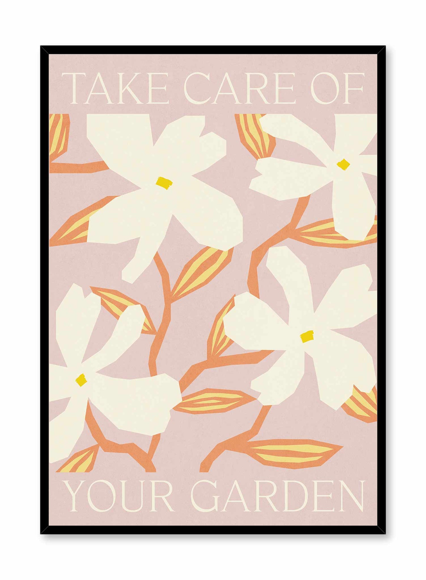 Self-Care Garden is a vector illustration of a patch of white flowers with bright orange and yellow leaves by Opposite Wall.