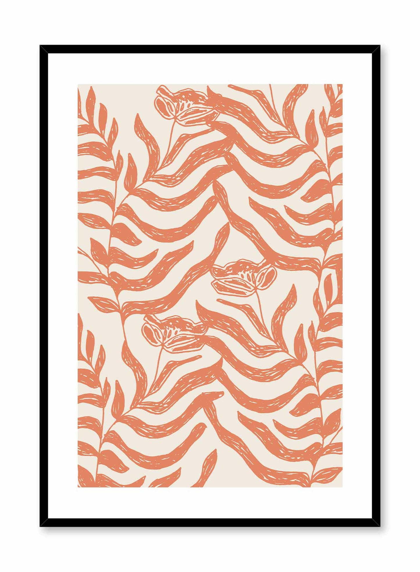 Floral Reef is a vector illustration of a bush of bright orange flowers by Opposite Wall.