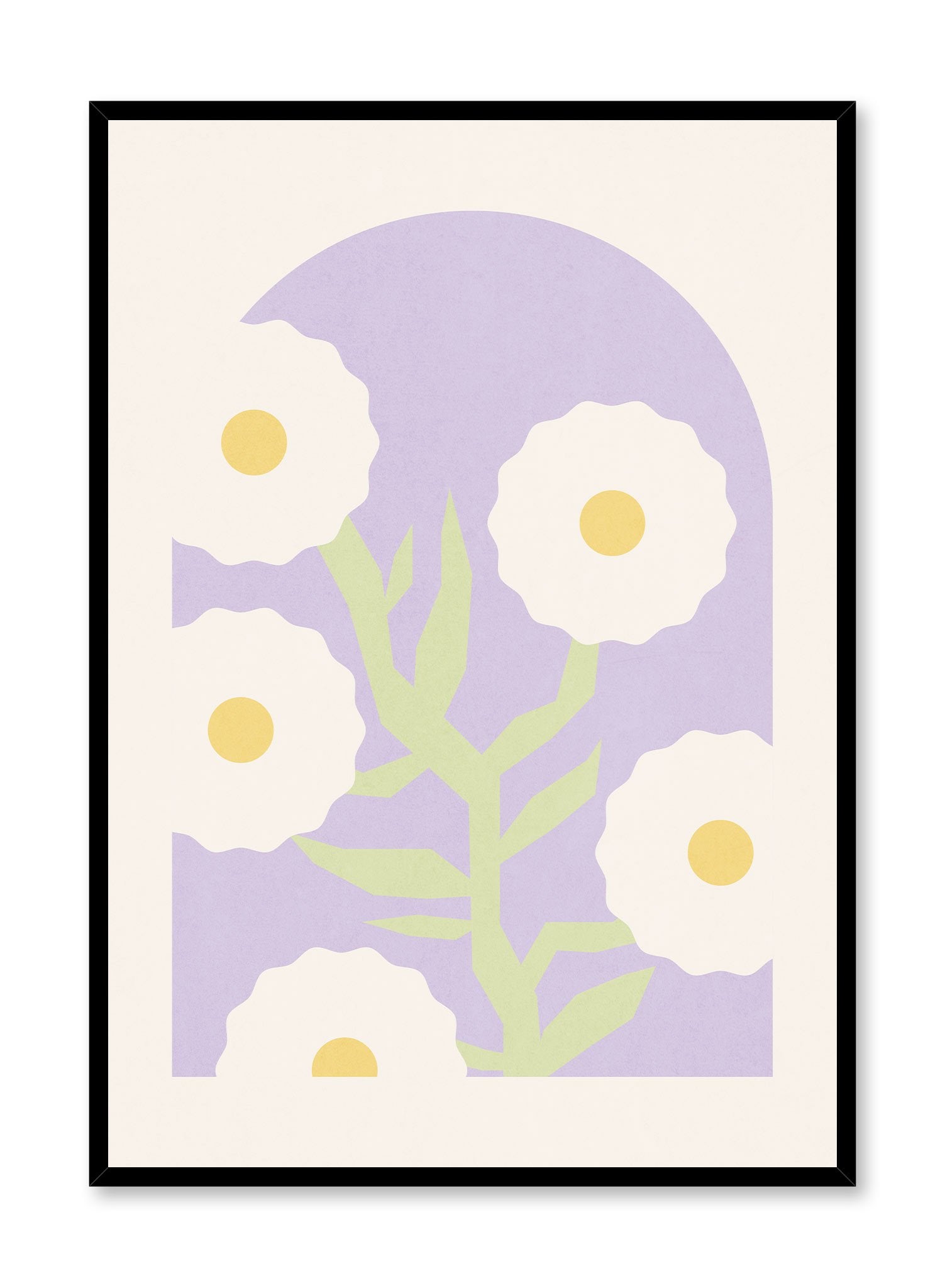 Cheery Blooms is a vector illustration of five tripod flowers facing the observer like bright film lights by Opposite Wall.