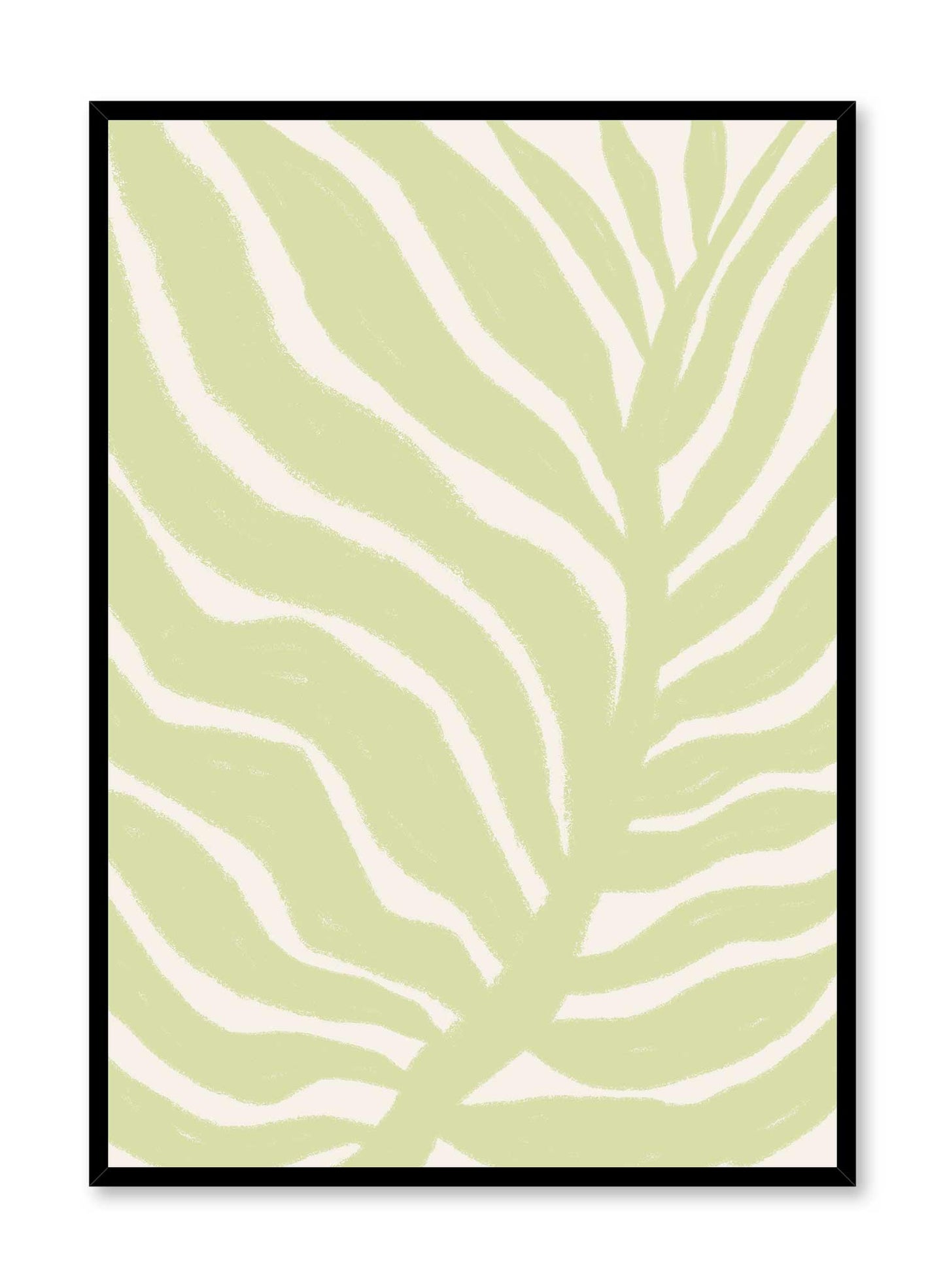Fab Frond is a vector illustration of a close-up of a green leaf in motion by Opposite Wall.