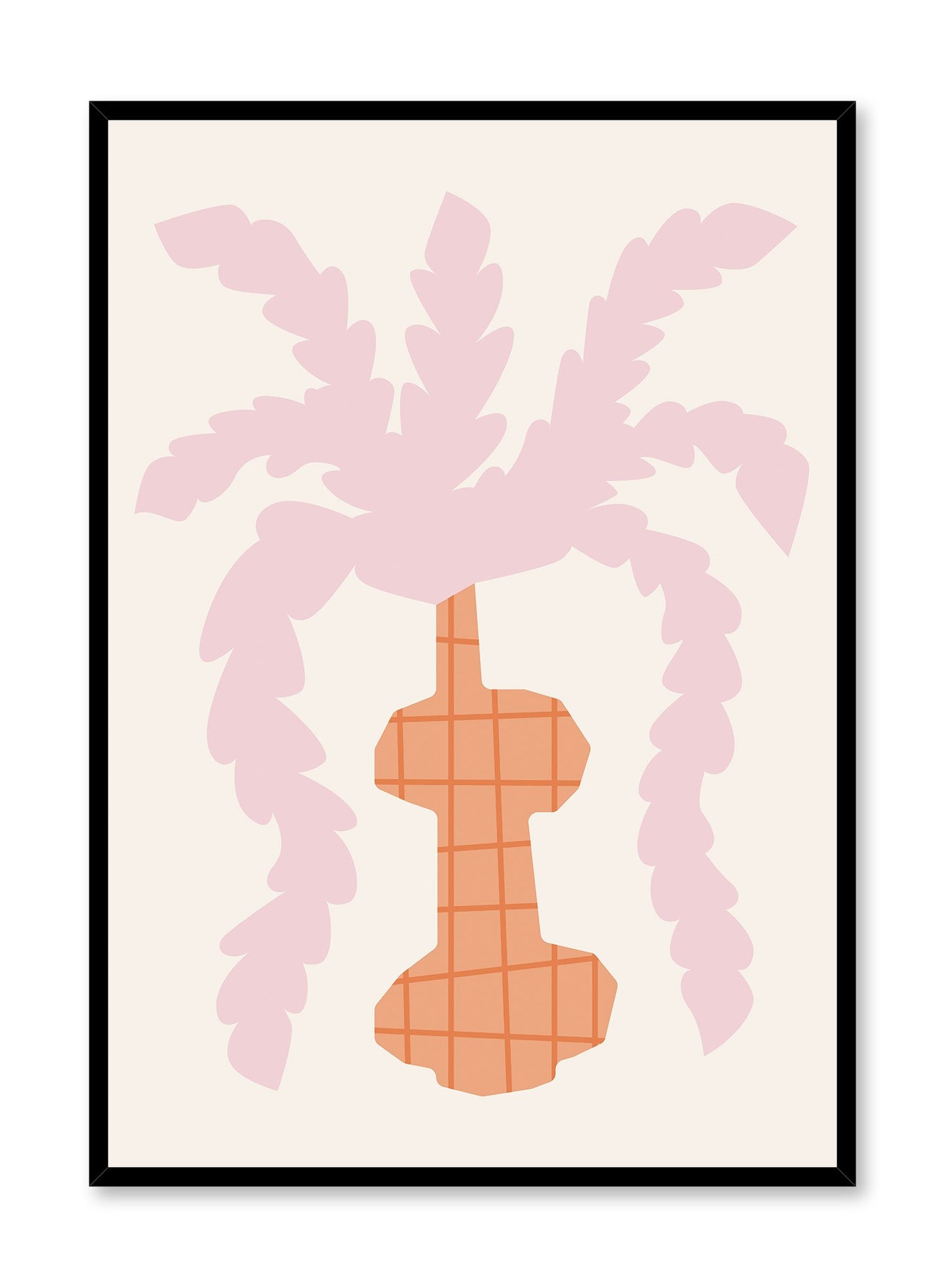 Party Vase is a vector illustration of long pink fluffy flowers flowing out of a violin-shaped vase by Opposite Wall.