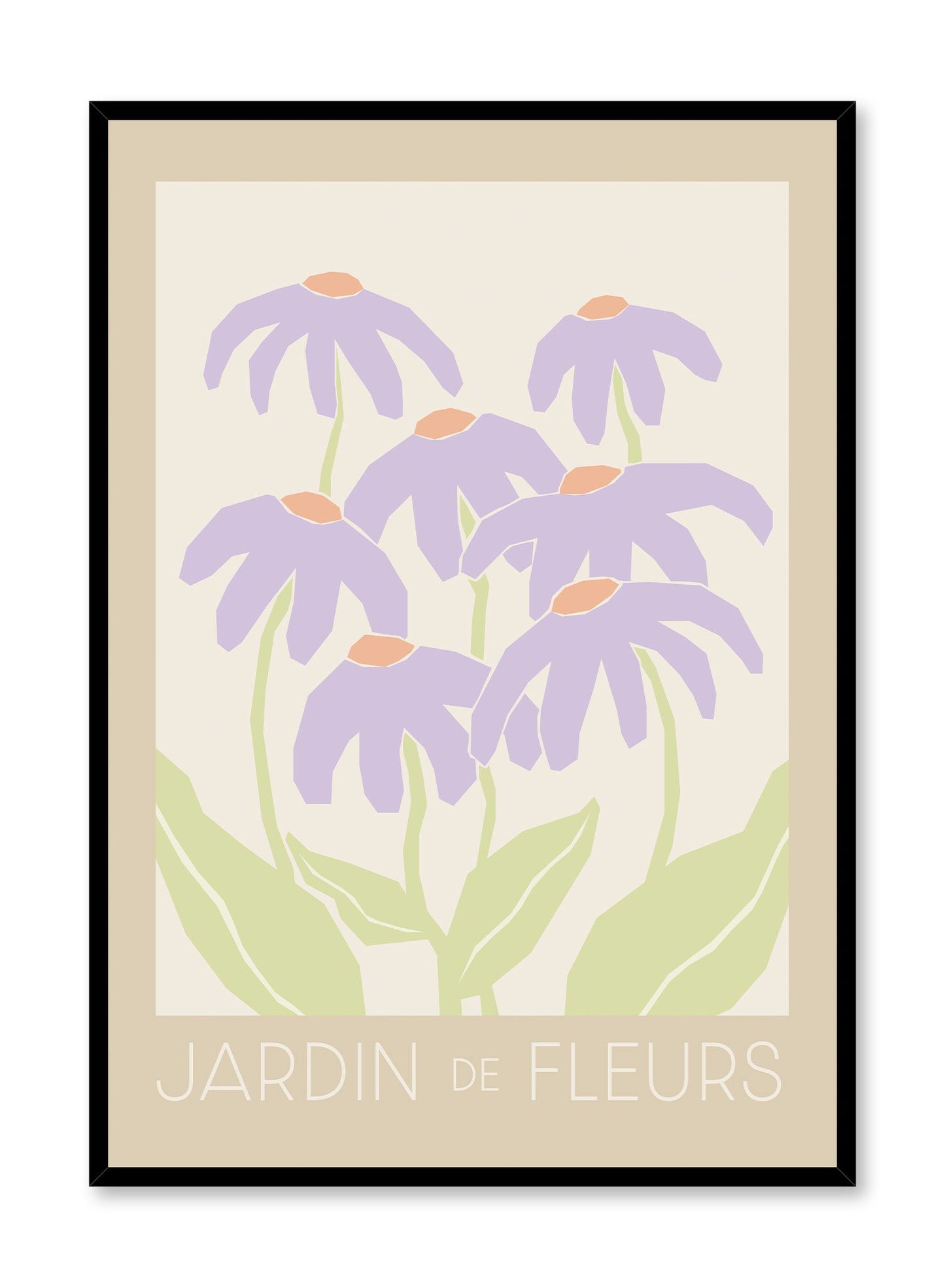 Joyful is a vector illustration of seven purple autumn daisies by Opposite Wall.