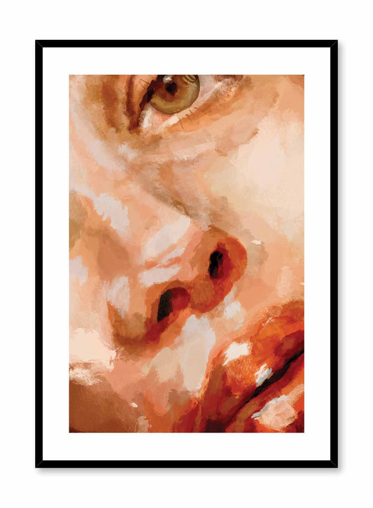Captivating is an illustration of a close-up view of a captivating and beautiful woman's left eye, nose and lips by Audrey Rivet in collaboration with Opposite Wall.