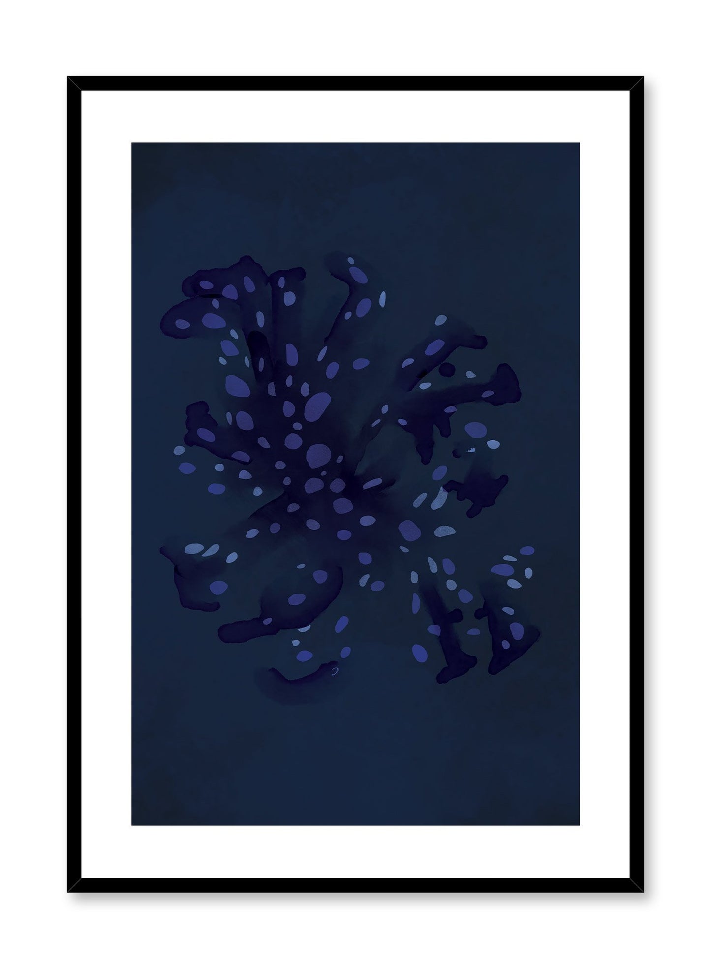 Marine Gem is a minimalist illustration of a deep sea blue coral reef with purple dots by Opposite Wall.
