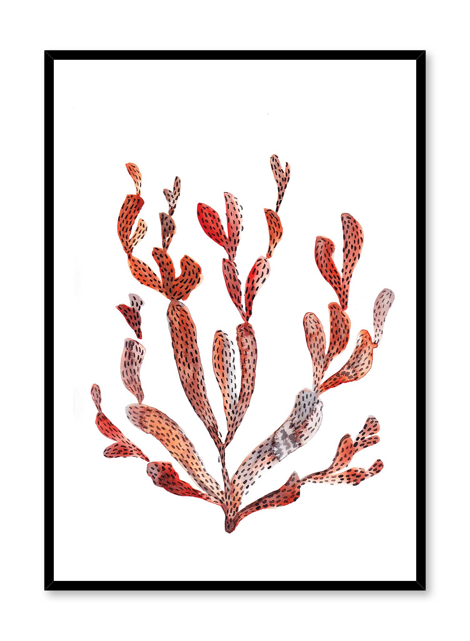 Crimson Coral is a minimalist illustration of a strand of crimson-coloured branch of coral by Opposite Wall.
