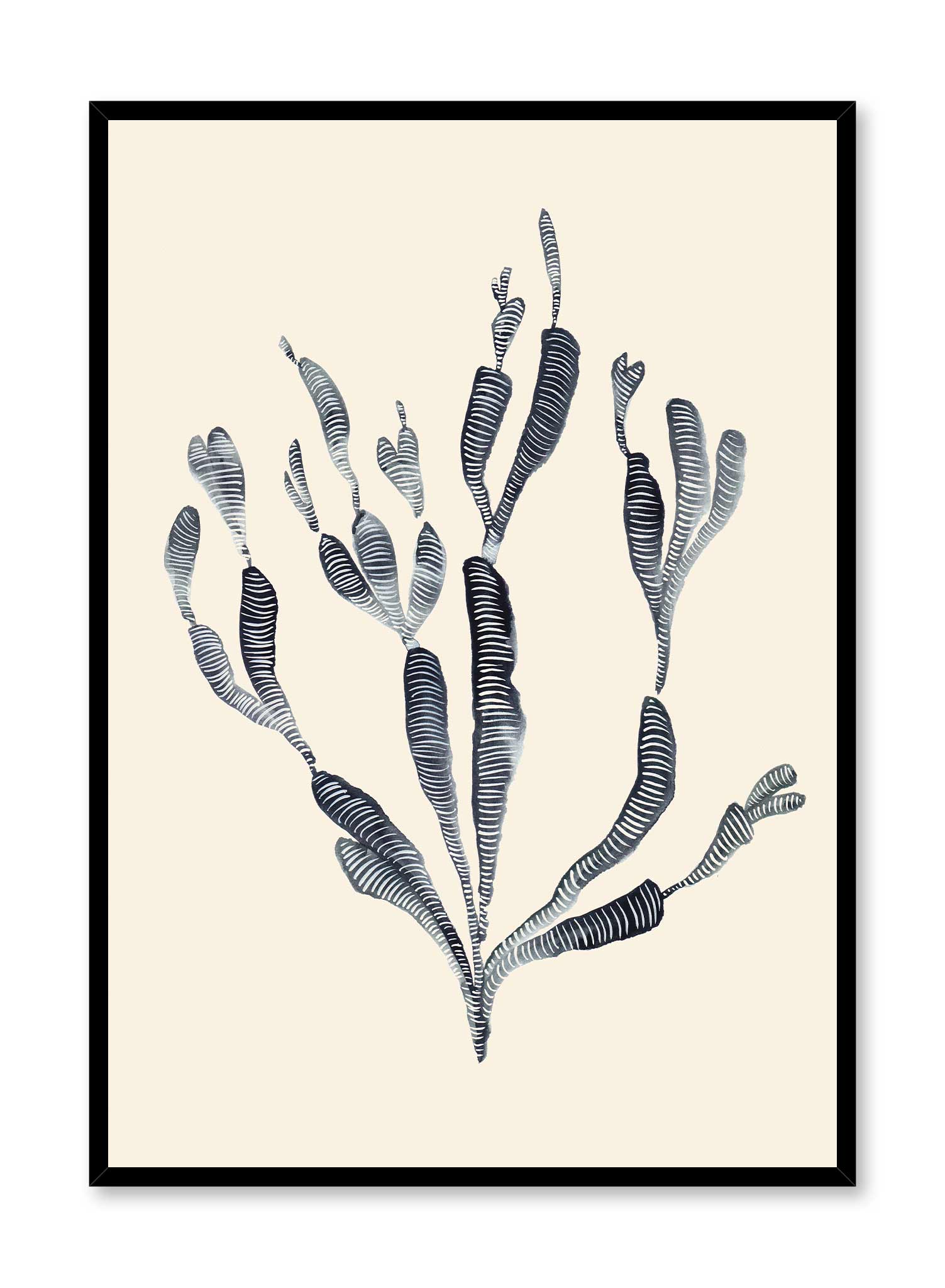Acropora is a minimalist illustration black striped branch of coral by Opposite Wall.