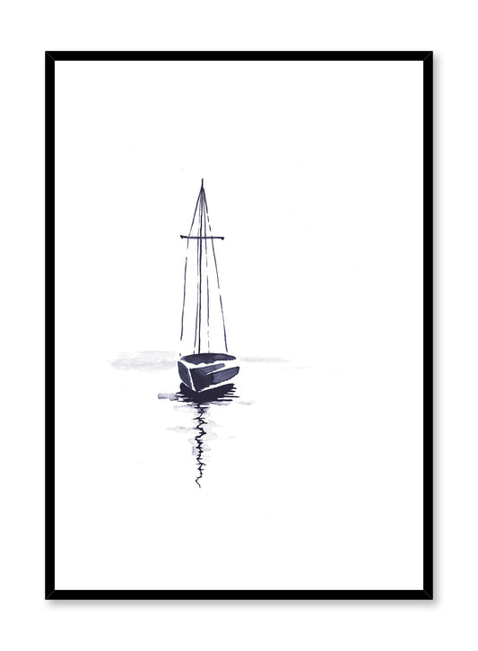 Sail is a minimalist illustration of a single sailing boat on the sea alone by Opposite Wall.
